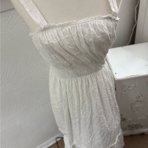 French Grey Strapless White Dress